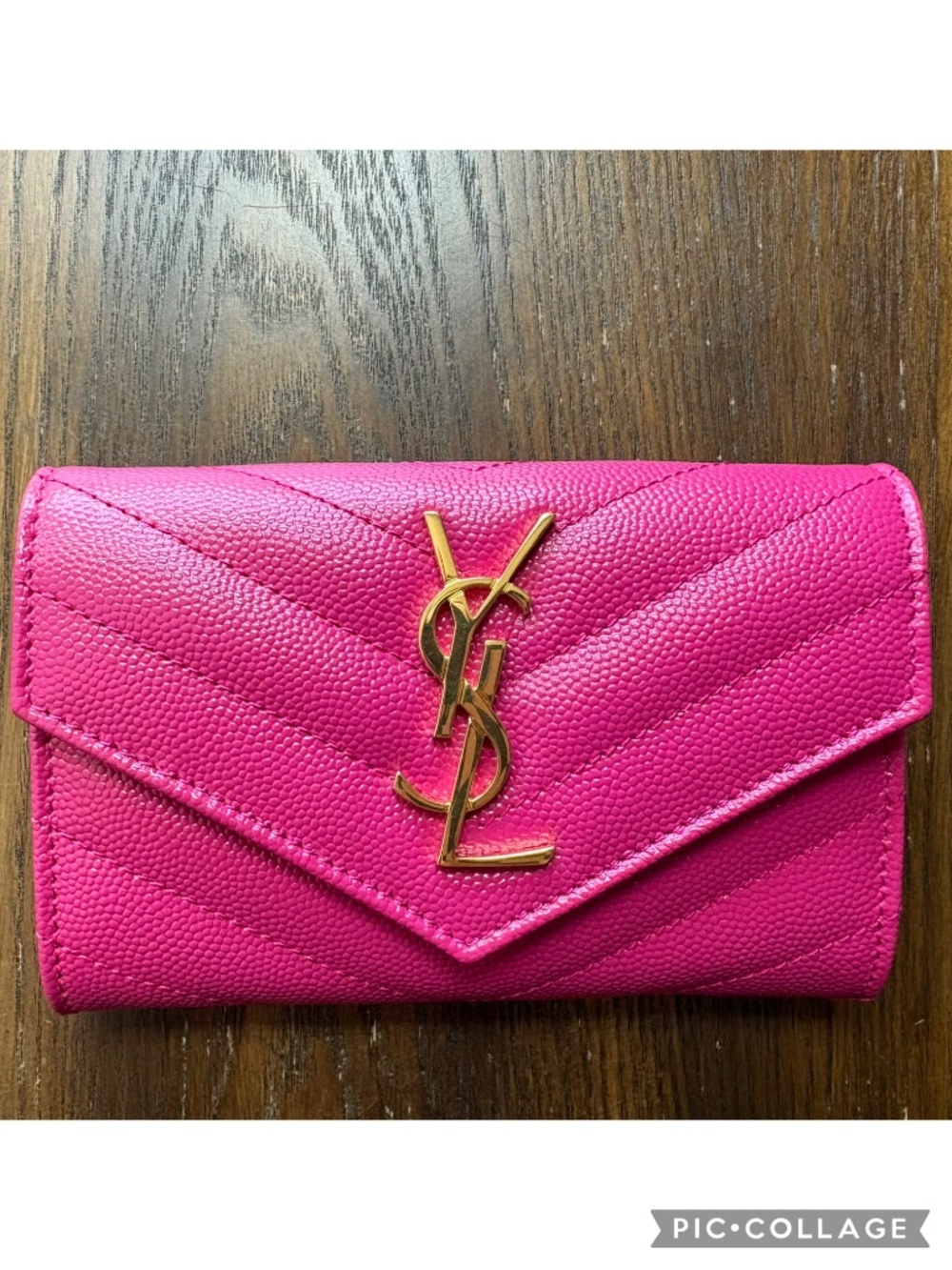 Saint Laurent Small Monogram Chevron Wallet